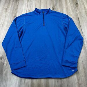 Vintage Nike Dri-fit 1/4 Zip Pullover Solid Blue Mens Size L Large White Tag Y2K